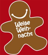 Kampagnenlogo "Weiße Weihnacht". Weiß, statt blau: Weihnachten für Kinder ohne Drogenkonsum der Eltern. 